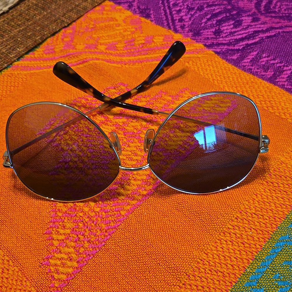 NWT Max Mara round sunglasses Gold,blue Gradients
